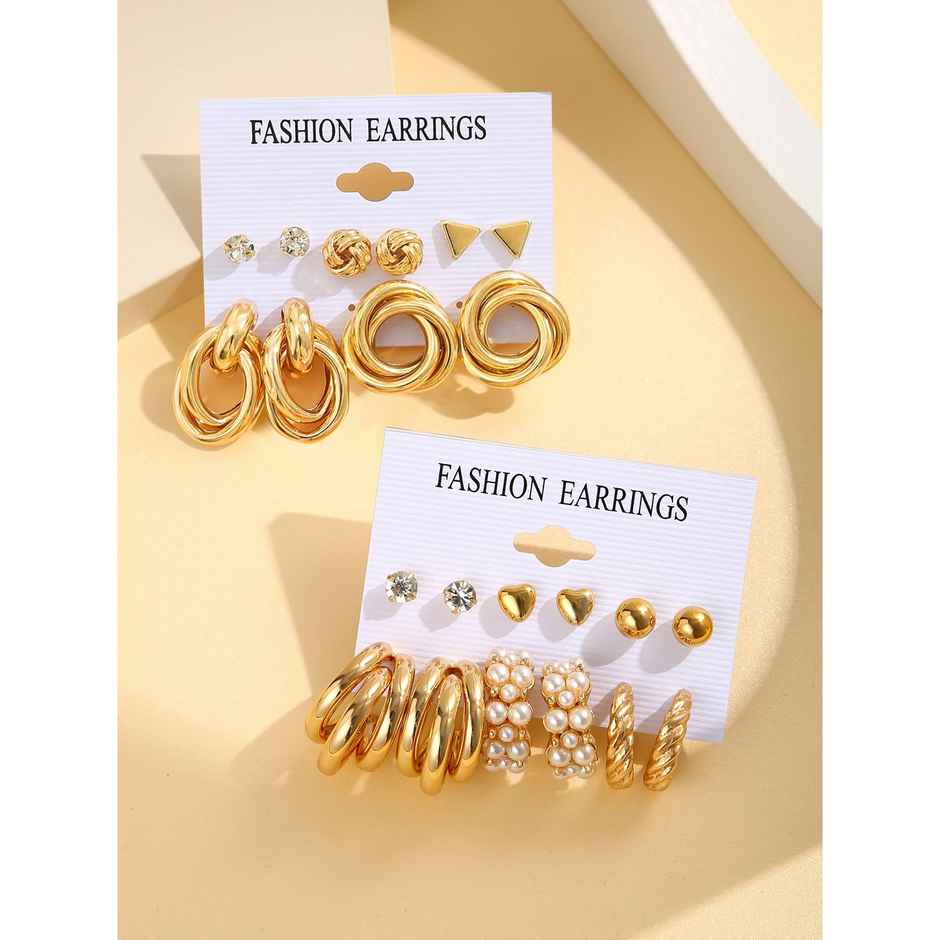 Shining Diva Fashion 11 Pairs Combo Set Latest Stylish Stud Earrings for Women and Girls Rr15824er