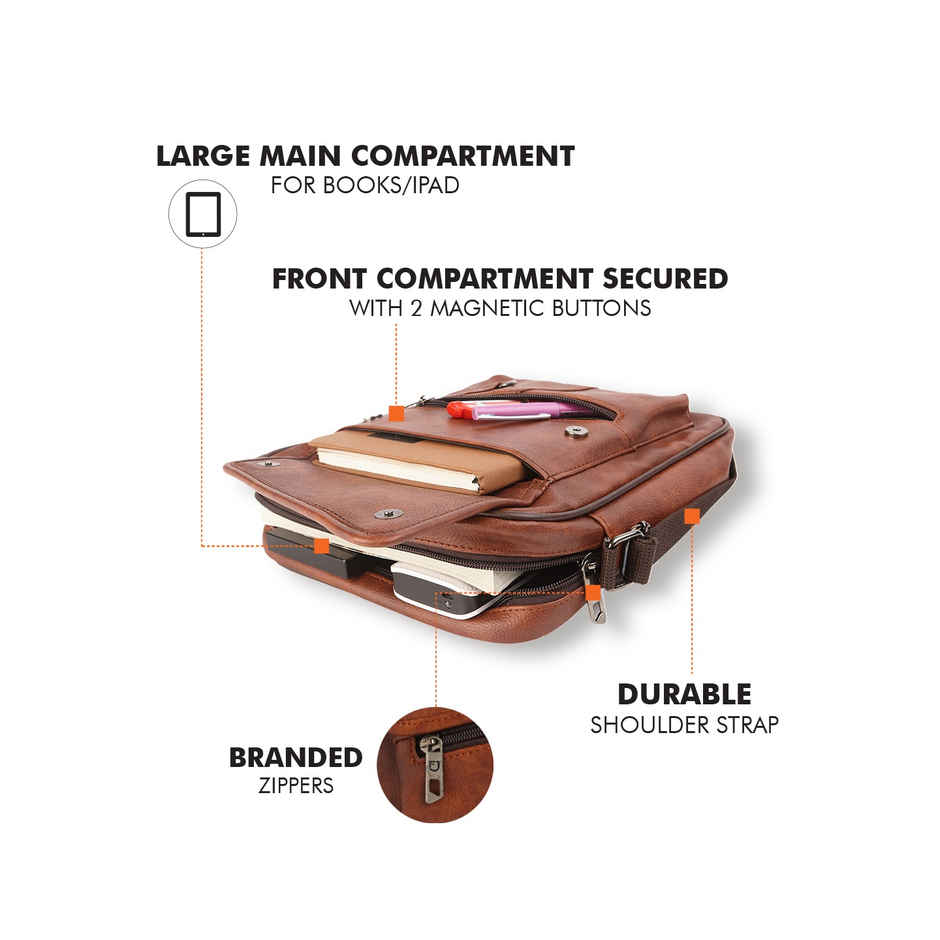 Fur Jaden Unisex Solid Vegan Leather Crossbody Bag | Tan