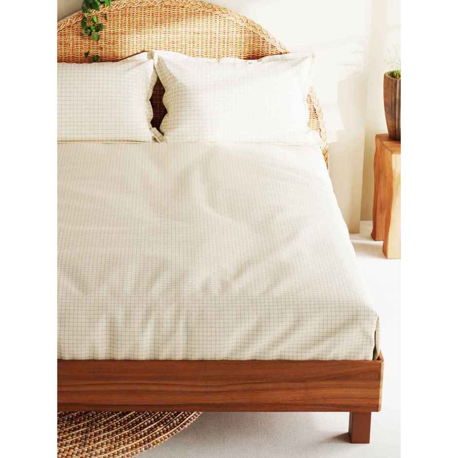 Bianca Extra Soft 100% Satin Egyptian Cotton XL King Size Bedsheet Checks - Wheat