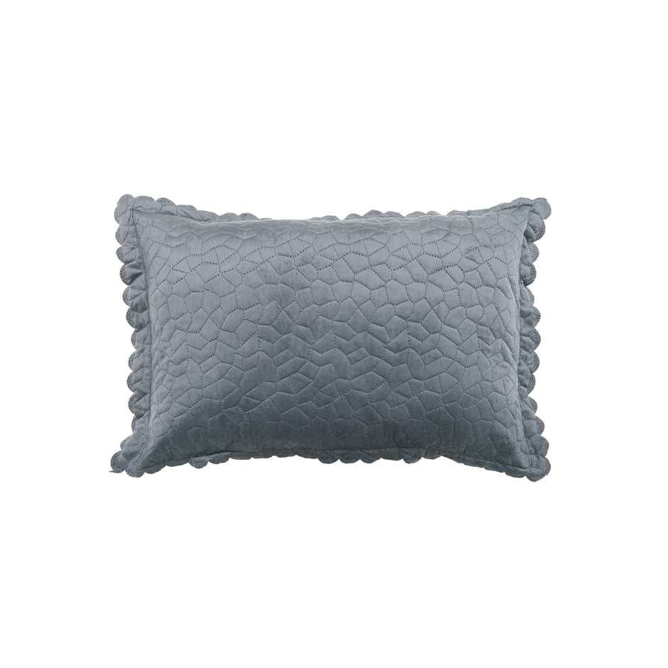 Hosta Homes Velvet Fabric Laser Cut Grey Pillow Cover Pack of 1