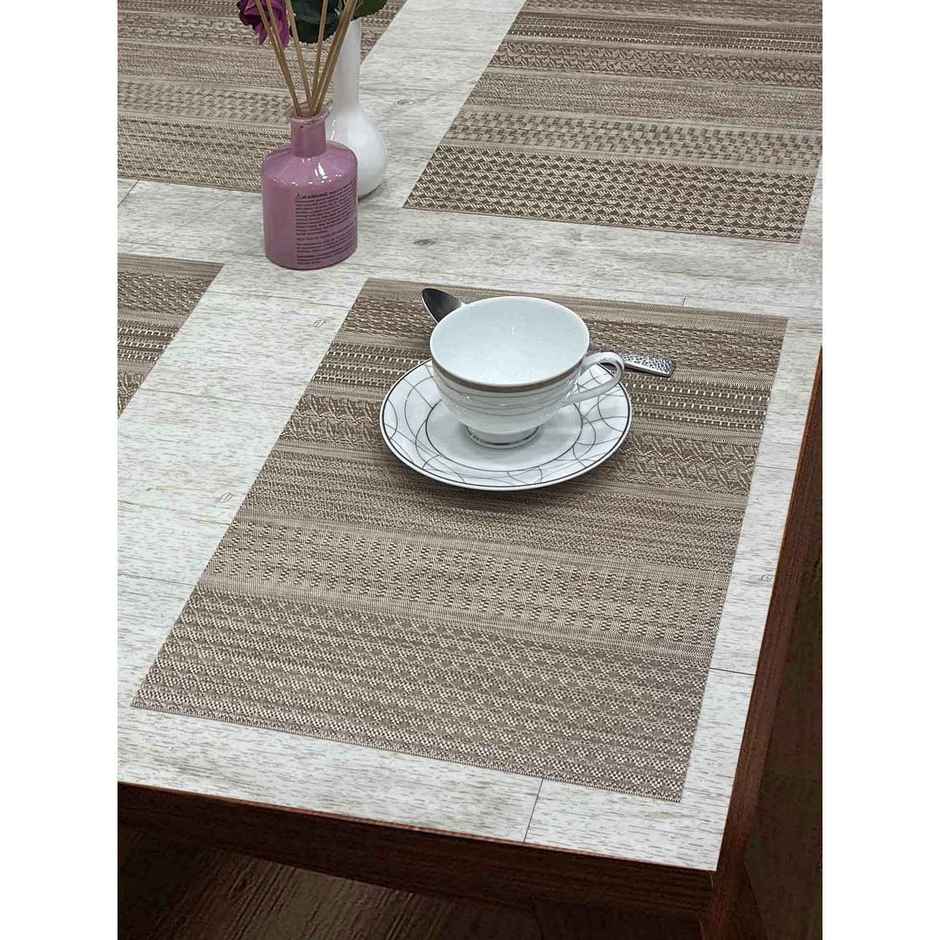 BIANCA Premium Woven PVC Placemat Dining Table | 12 X 18 | Alpine | Beige