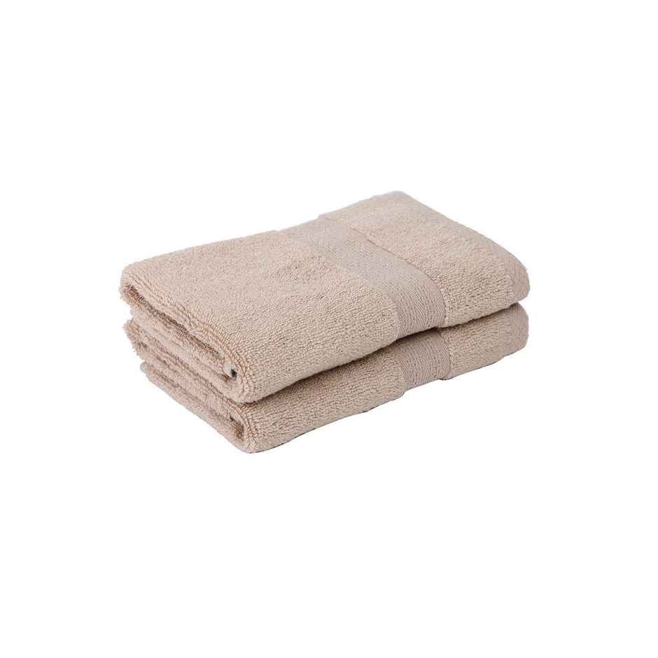 Bianca Ultra Soft Zero Twist Pure Cotton Hand Towel Aerocore Tech Solid| 550 GSM | Wheat | Pack of 2