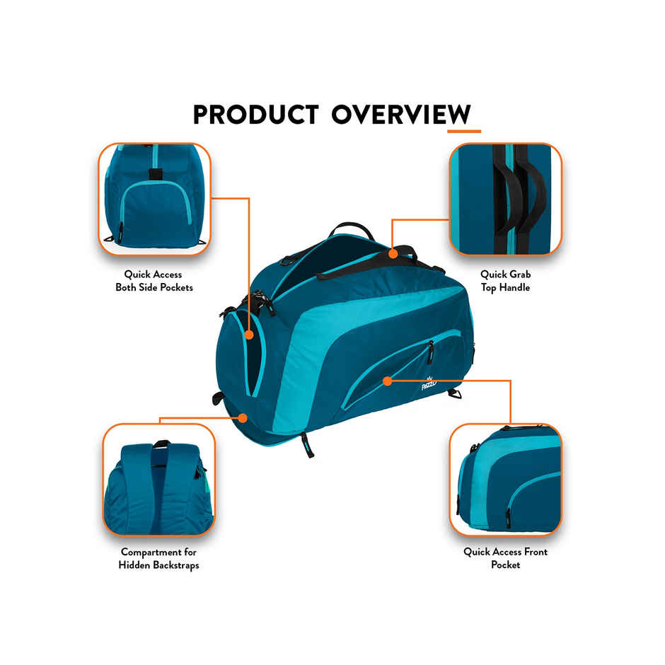 Pazzo Jake 50L Duffel Bag | 3-in-1 Gym | Travel & Backpack | Convertible with Spacious Storage