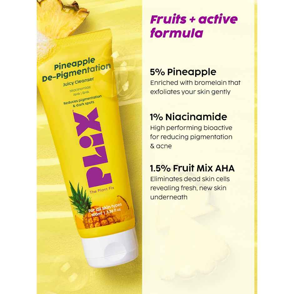 Plix The Plant Fix Pineapple Foaming Face Wash And Serum Combo for Pigmentation