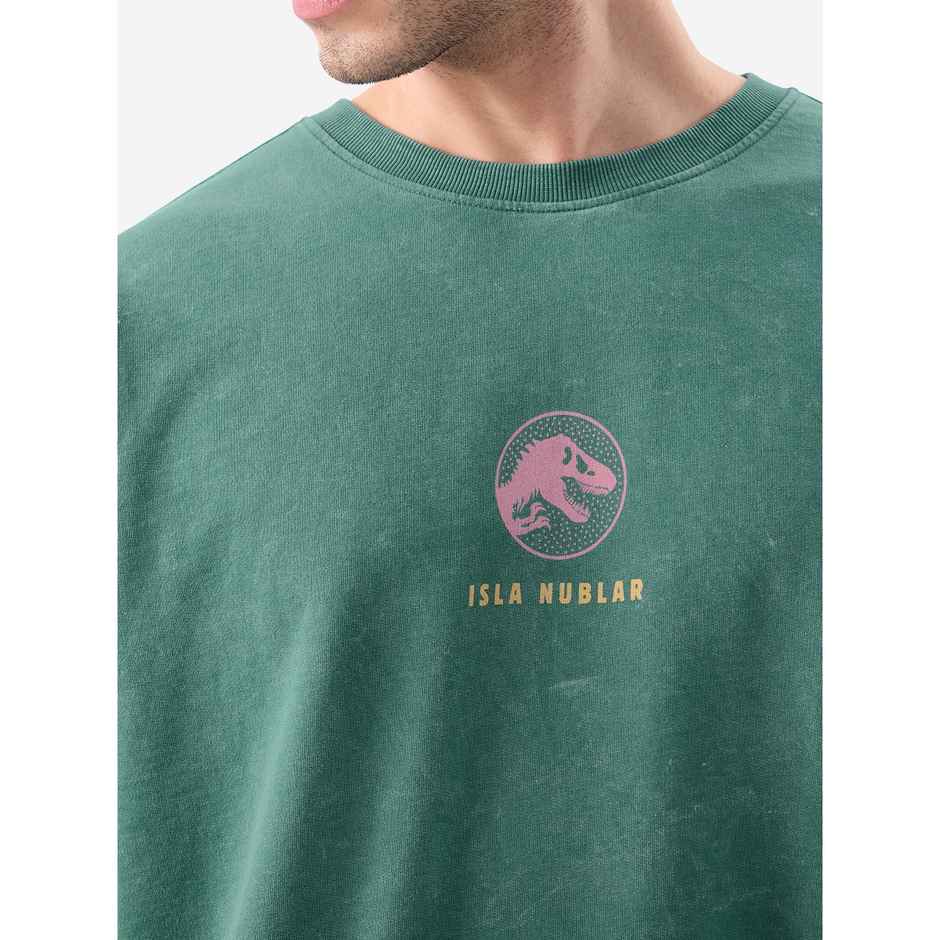 The Souled Store Men's Jurassic Park Prehistoric Paradise Vintage Oversized T-shirt | Green - XL