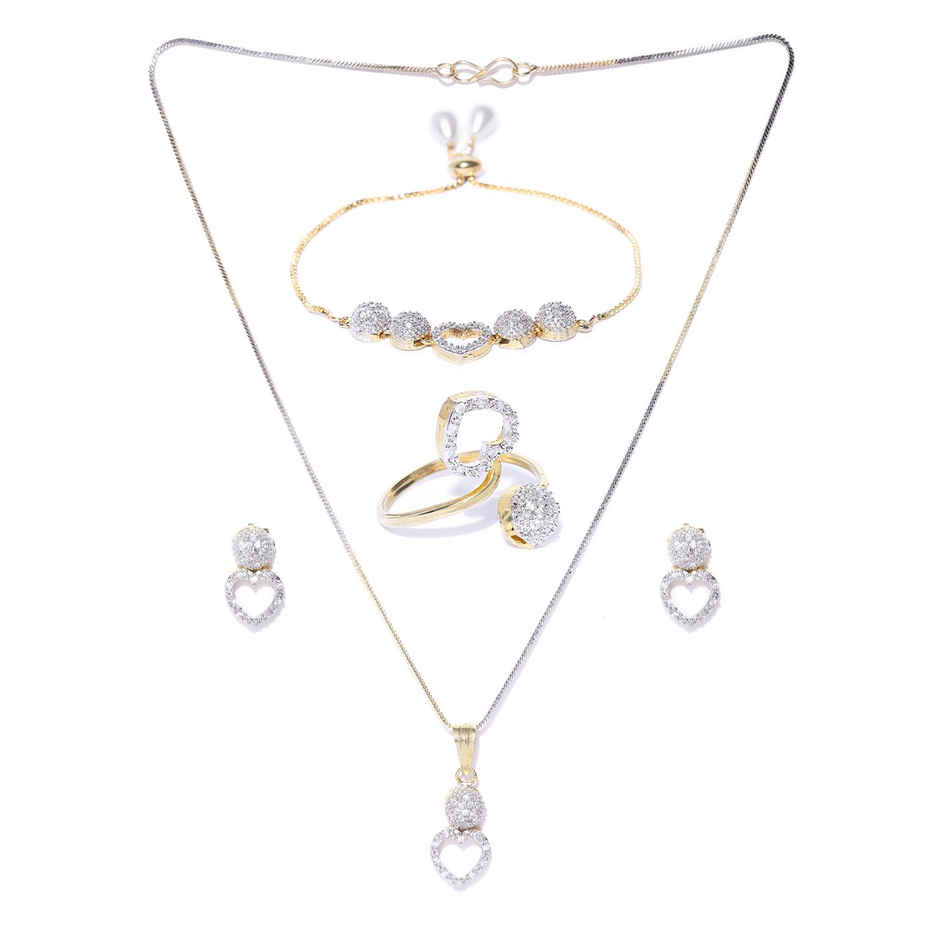 Youbella Stylish Jewellery Combo Gold Plated Jewellery Set For Women (Golden) (Mix - Combo - 110)