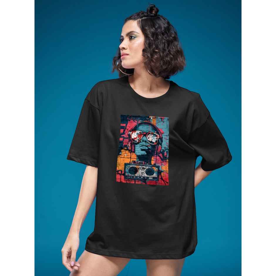 Smartees Women's Oversize Printed T-shirt | WW - 2025 | Black - S