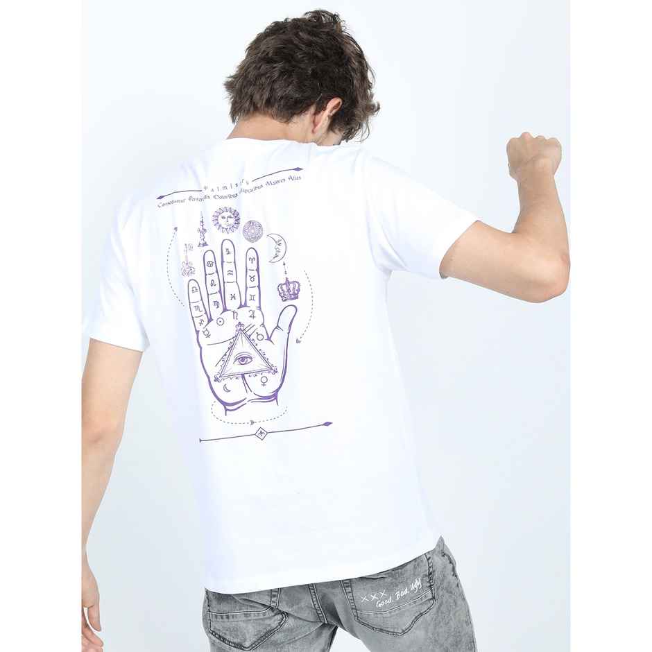 Locomotive Men's Round Neck Short Sleeve Slim Fit Printed T-shirt | White - L