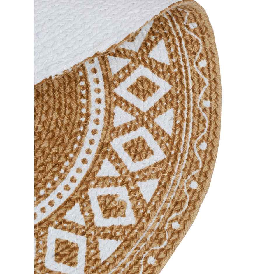 Hosta Homes Pure Cotton Geometric Pattern Digitally White& Brown Printed Table Place Mats Pack of 6