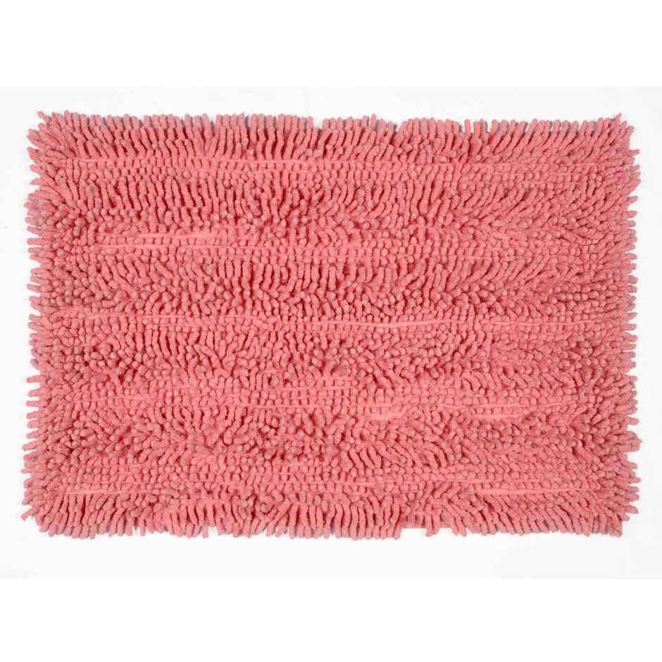 Saral Home Cotton Anti-Slip Water Absorbent Bath Mat | 40 x 60 cm | Light Pink