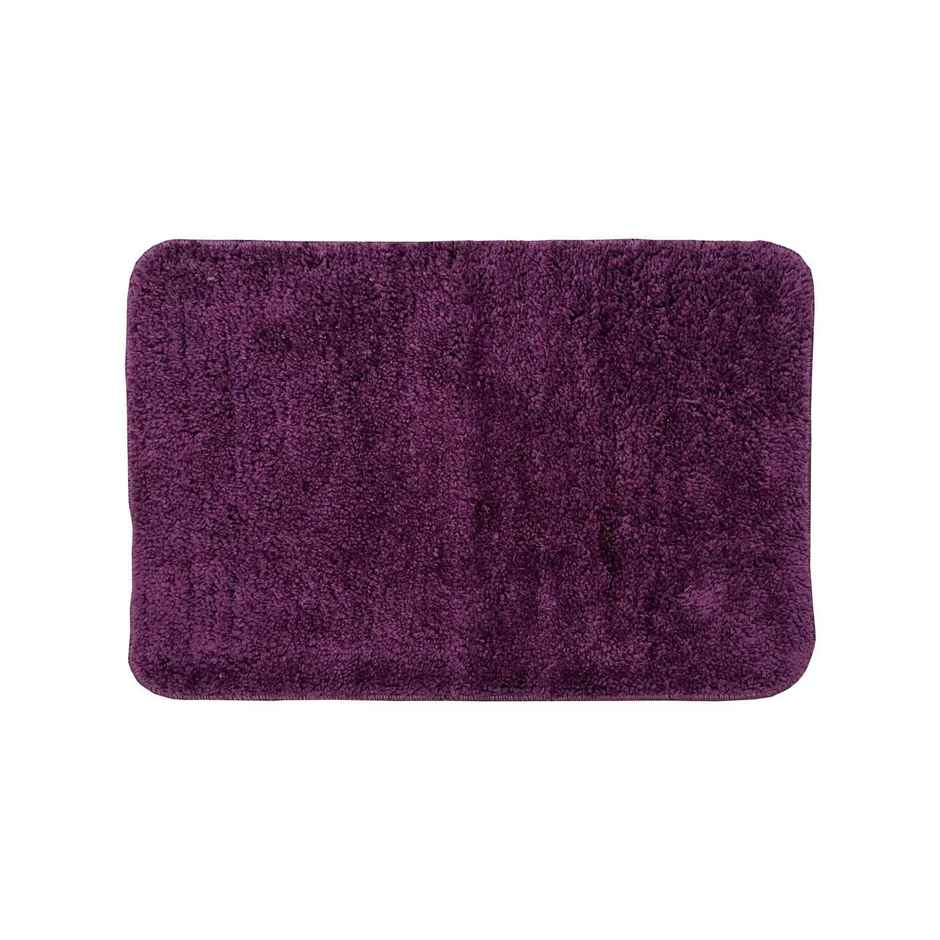 Bianca Soft Cotton Anti Slip Bath Mat | 41 x 61 cm | Benz Solid | Plum