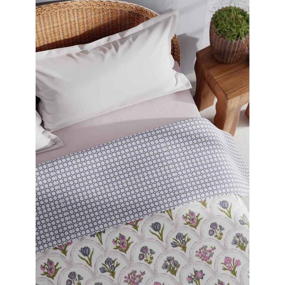 Bianca Extremely Soft Muslin Cotton Dohar Pure Cotton Double Size | Mezzo Floral-Grey, White