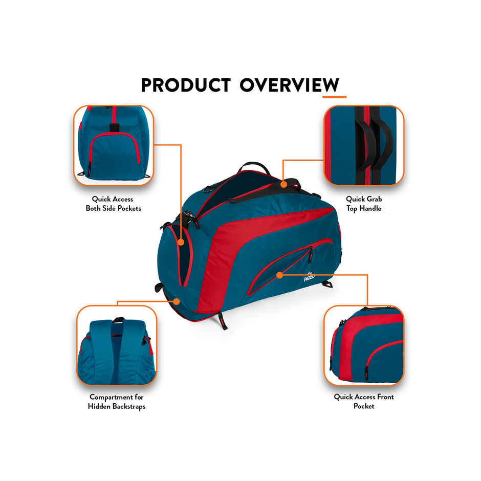 Pazzo Jake 50L Duffel Bag | 3-in-1 Gym | Travel & Backpack | Convertible with Spacious Storage