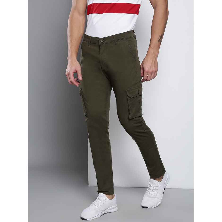 Dennis Lingo Men's Tapered Fit Cotton Cargos Trousers | Olive | 32