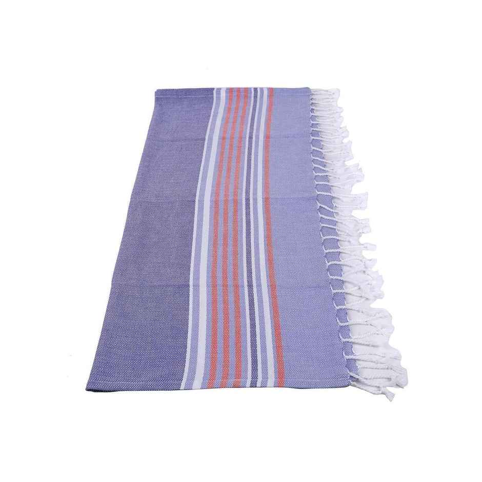 Bianca Ultra Soft Turkish Hammam Towel 100% Cotton 1pc Bath Towel | Jadore Stripe-Blue