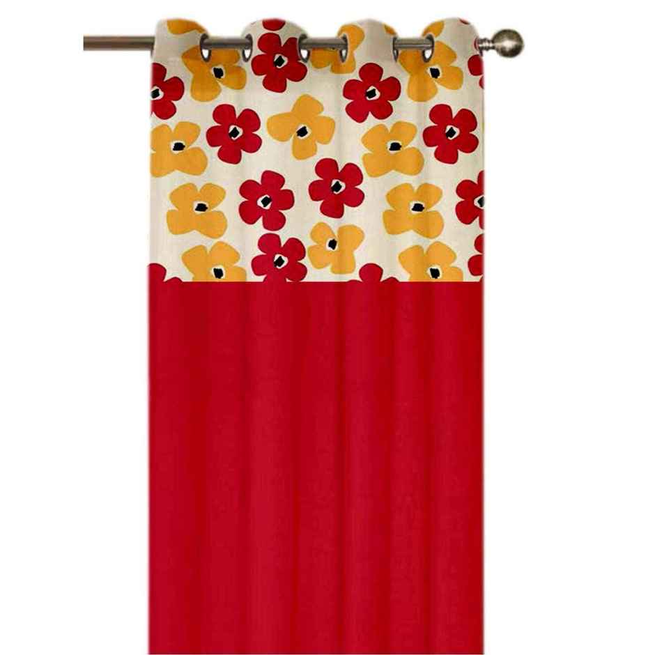 Lushomes Cotton Door Curtain - Red Purple Printed | 8 Eyelets | 7.5 ft | 54 x 90 inch