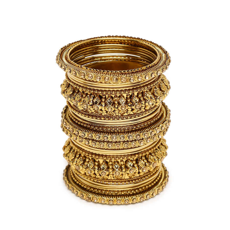 Shining Diva Fashion Antique Gold Plated Set of 26 Stylish Traditional Bangle for Women 11189b-2.8