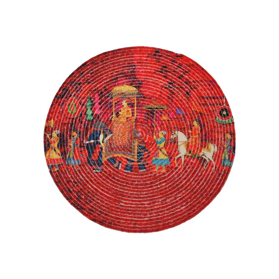 Hosta Homes Pure Cotton Red Elephant Digitally Printed Table Place Mats | Pack of 2