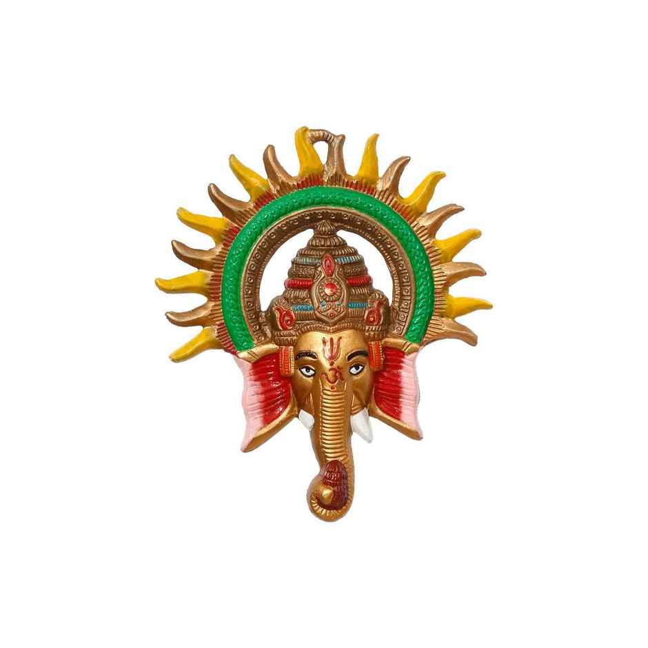 Colorful Lord Ganesha with Sun Decorative Metal Wall Hanging | Ecraftindia