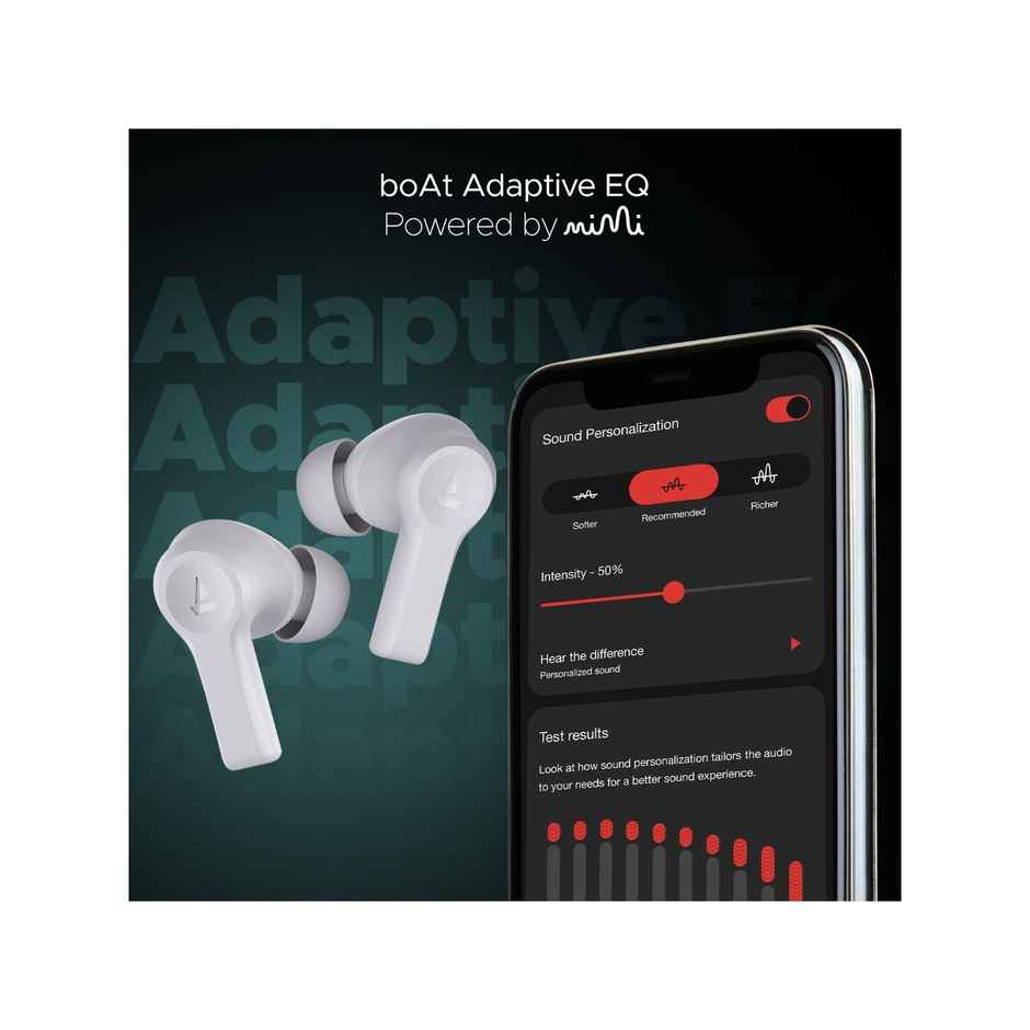 boAt Airdopes Flex 454 ANC TWS Earbuds with mic, 60Hrs Battery, Active Noise Cancellation(32dB), App Support, 4Mics ENx, Fast Charge, v5.2 Bluetooth Earbuds - Zinc White