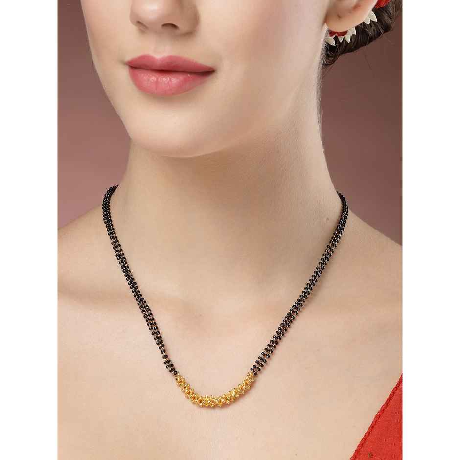 NVR Women's Gold - Plated Black Beaded Mangalsutra | NVR2724