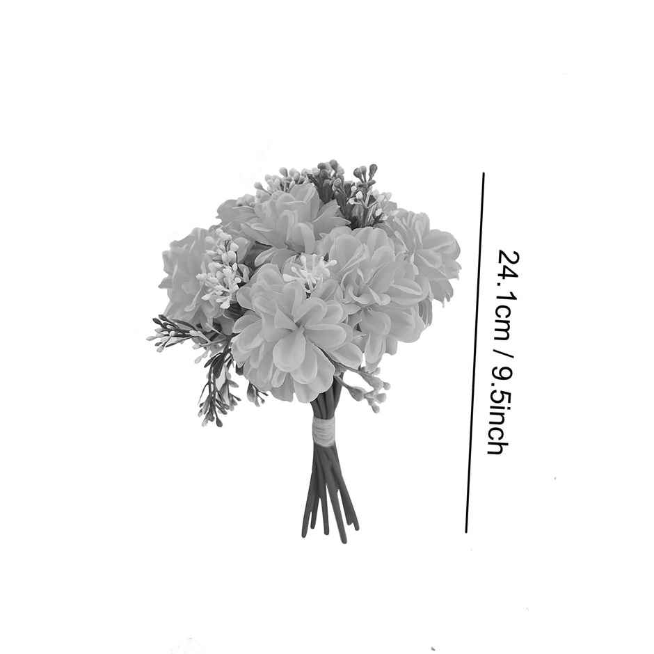 Artificial Hydrangea Dahlia Flowers Bunch Pack  of 2 | Multi | 24.1 cm | Tied Ribbons