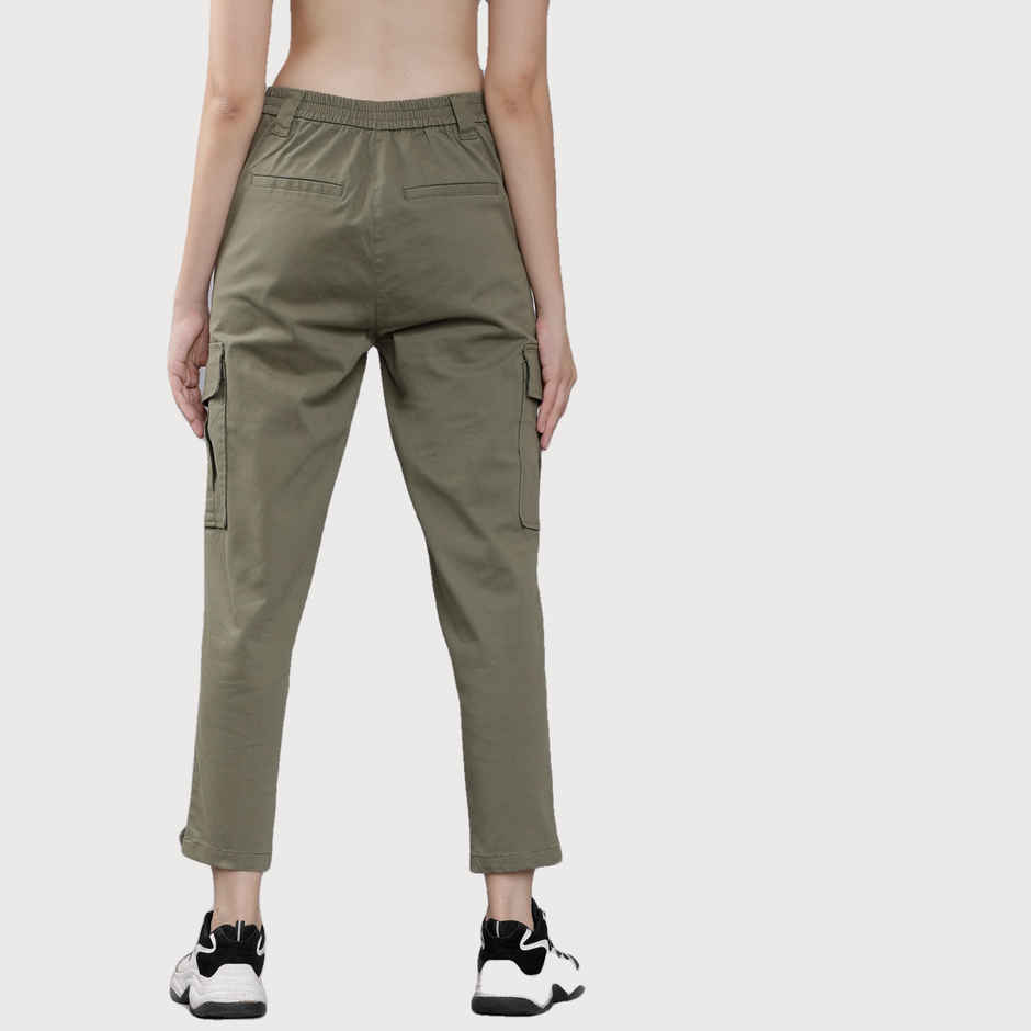 Tokyo Talkies Women's Regular Fit Solid Cargos | Olive Green - 32