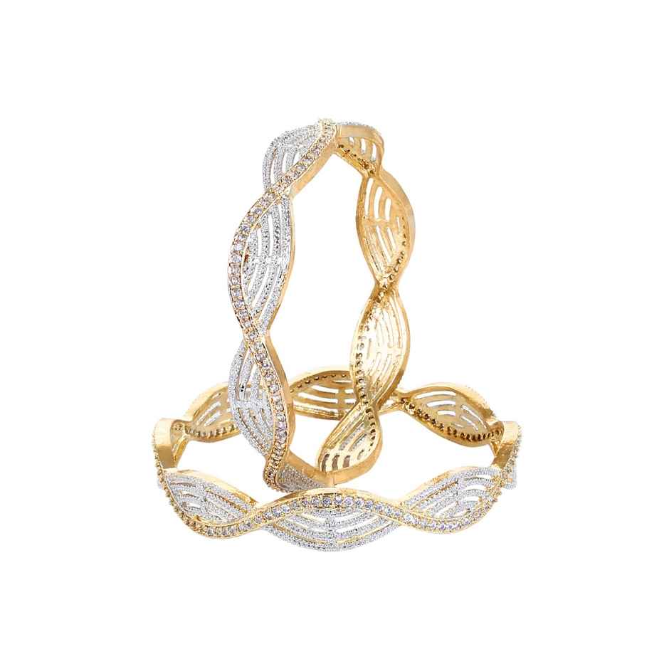 Youbella Traditional Jewellery Gold Plated And Ad Bangle Set For Women (Golden)(Ybbn - 9010B - 2.4)