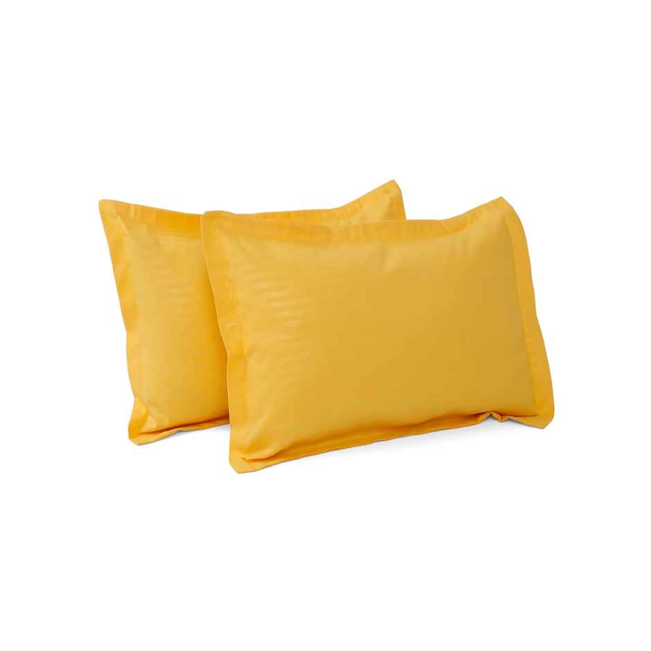 Hosta Homes 280 TC Striped Pattern Yellow Pillow Covers Pack of 2