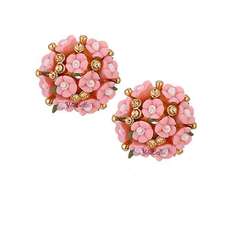 Youbella Gold Plated Flower Shape Resin Earrings For Women And Girls (Combo - 1)(Ybear - 32176)