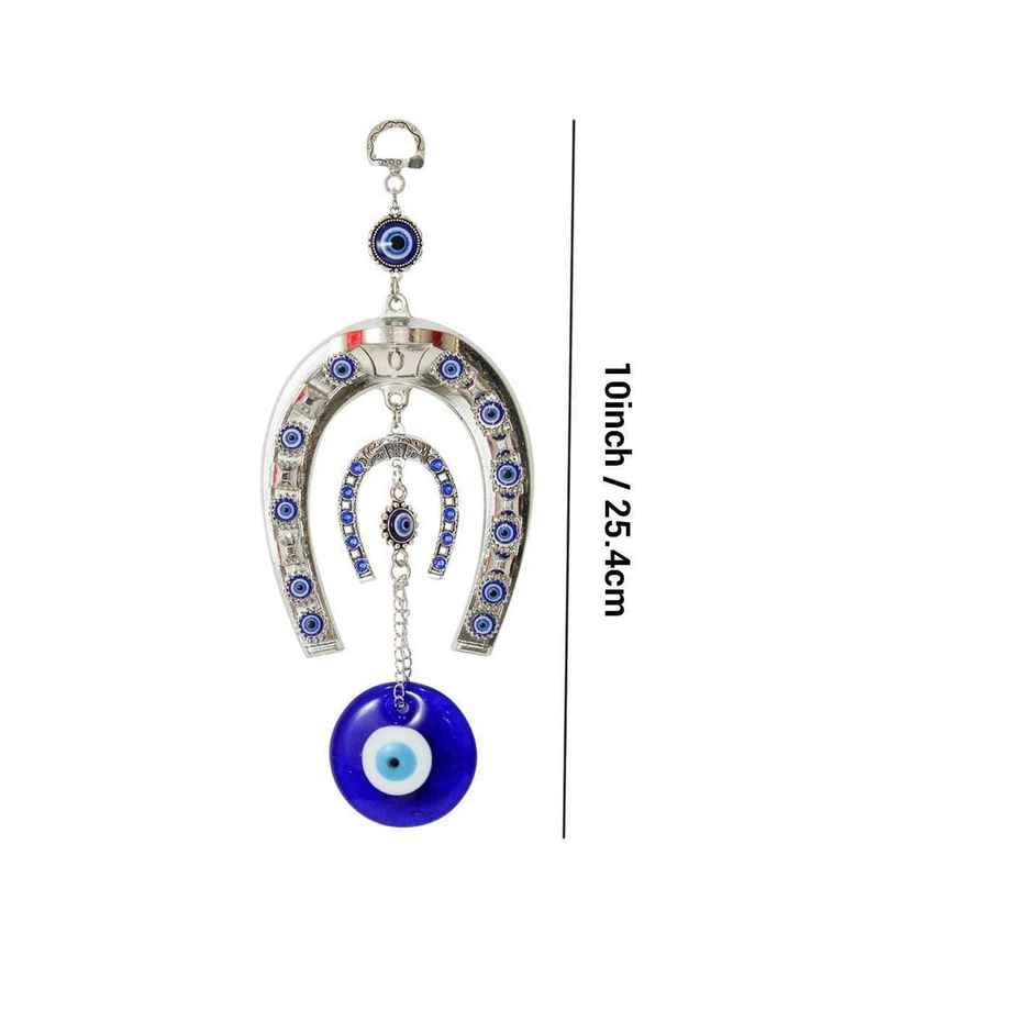 TIED RIBBONS Horse Shoe Evil Eye Wall Hanging | Dark Blue