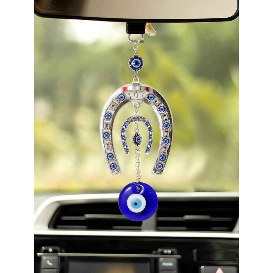 TIED RIBBONS Horse Shoe Evil Eye Wall Hanging | Dark Blue