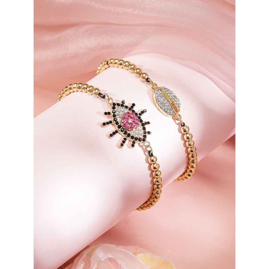 Rubans Women 2 Brass Handcrafted Gold-Plated Charm Bracelet