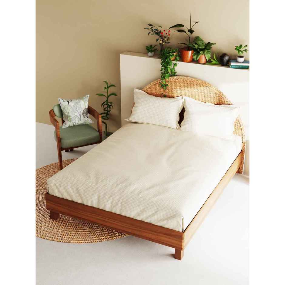 Bianca Extra Soft 100% Satin Egyptian Cotton XL King Size Bedsheet Checks - Wheat