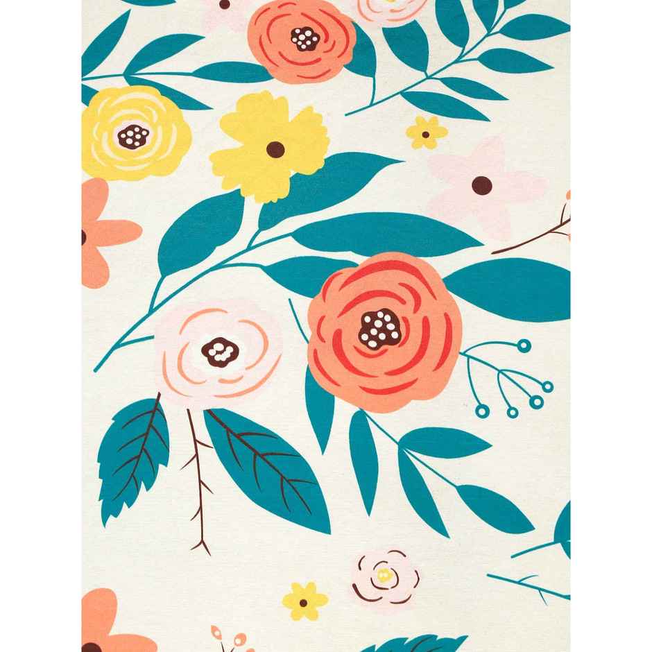 Status Imperial Corner Fitted Bedsheet | Coral Bloom & Teal | 198 x 182 cm