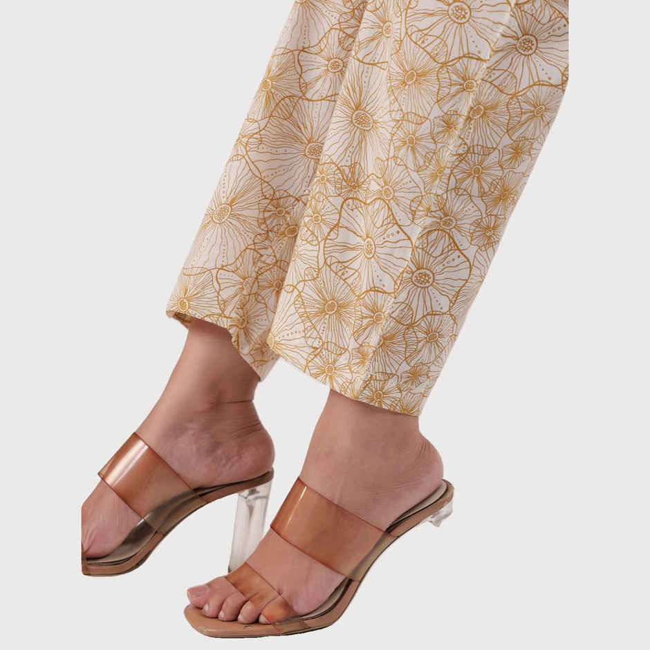 Sanskrutihomes Women Floral Printed Pure Cotton Brown Top With Trousers Co-Ords SE-NSP-566 | M