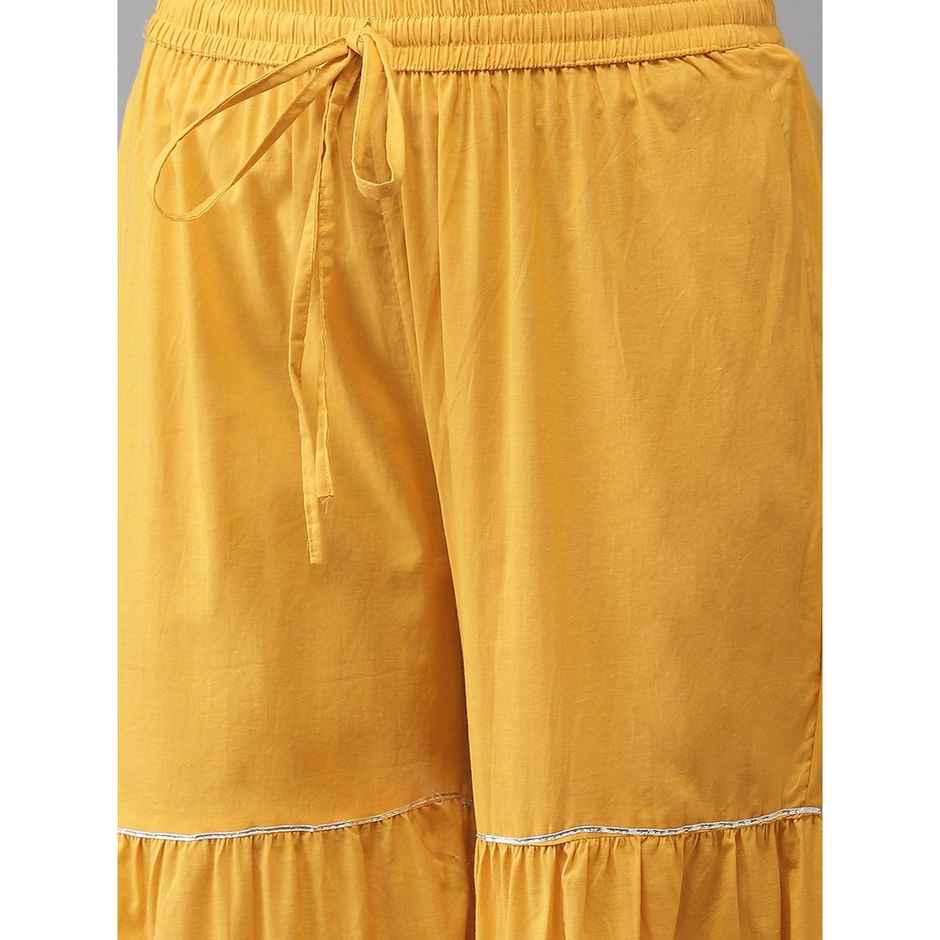 Ishin Women Gotta Patti Kurta with Sharara and Dupatta | KPLDSRD-19010 | Mustard Yellow - M