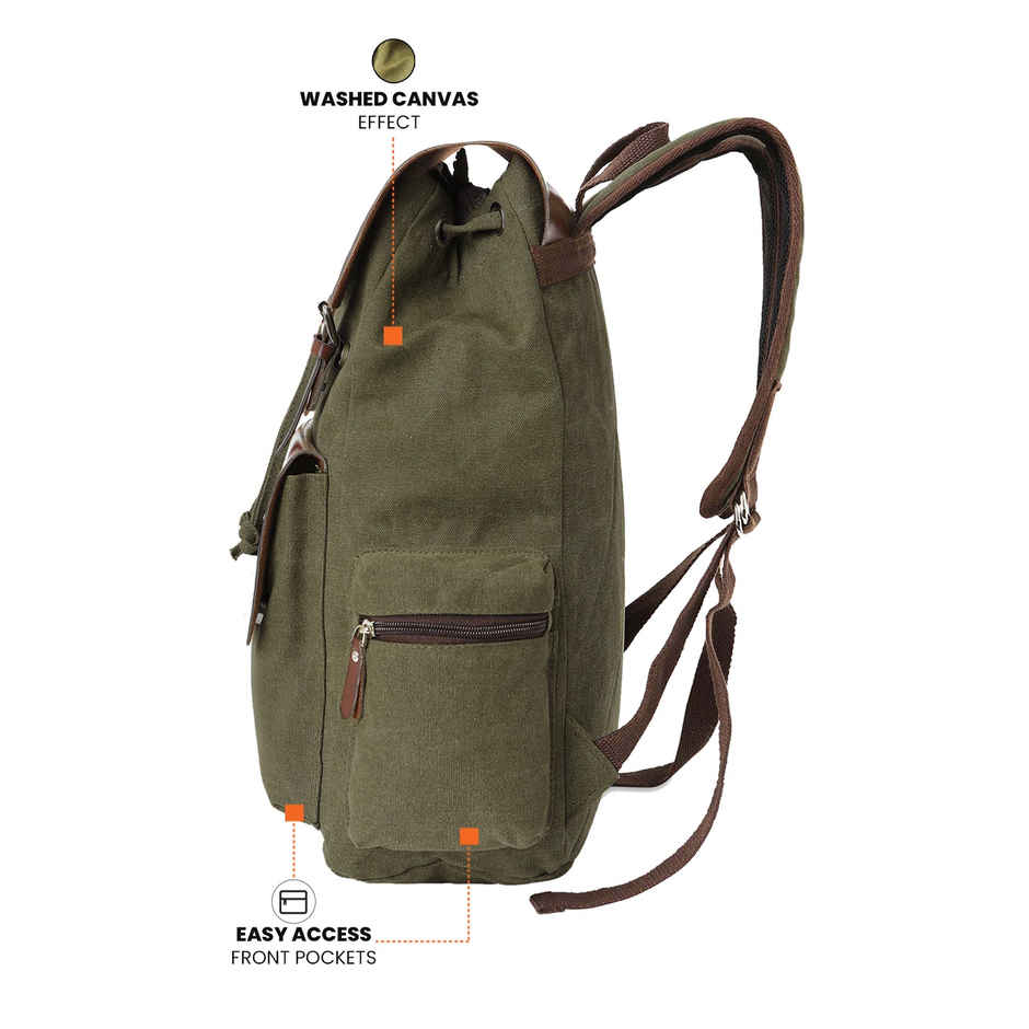 Fur Jaden Unisex Canvas and Vegan Leather 23 L Laptop Bag | Green