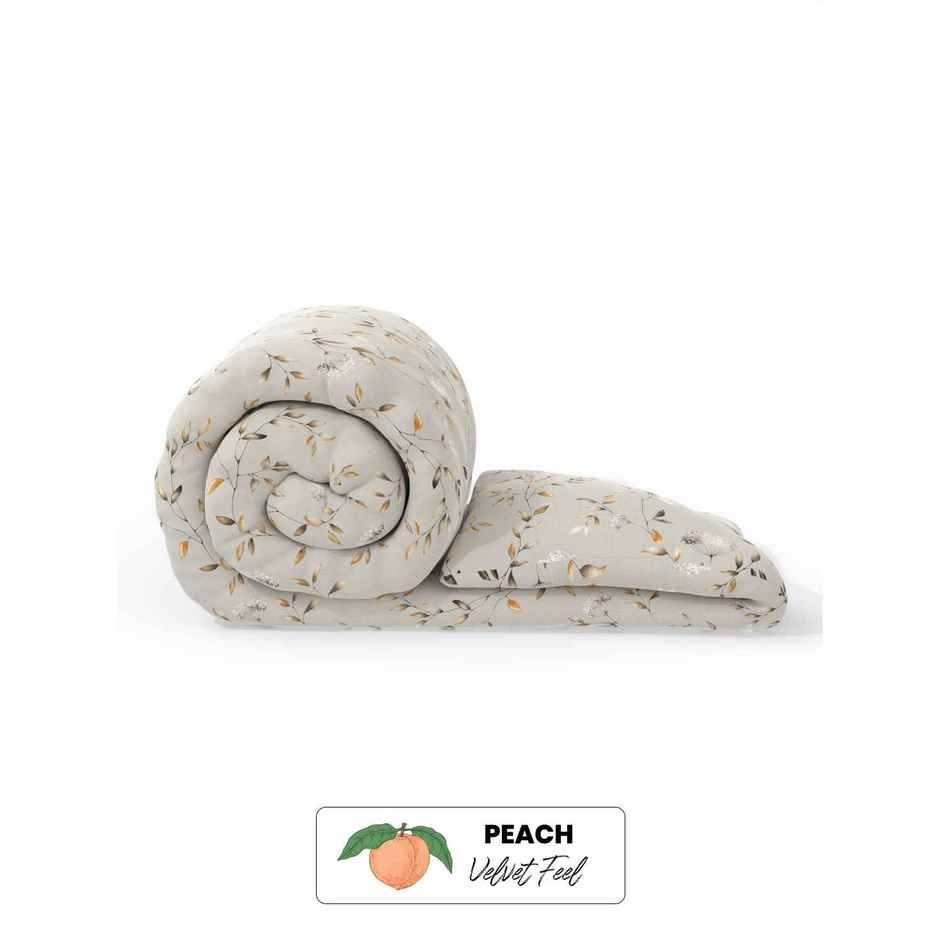 KOPA Super Soft Microfiber Comforter For All Weather | Coolmax Cotton Feel Floral | Beige