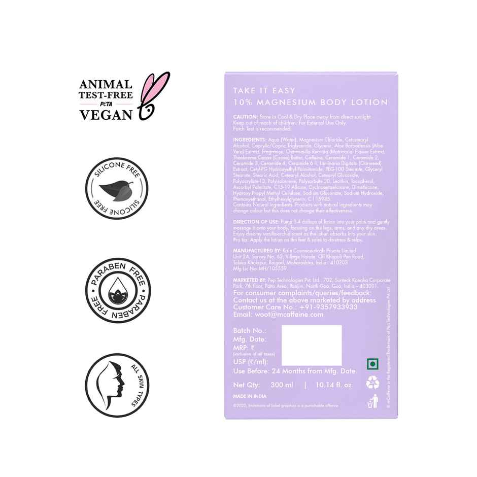 Mcaffeine 10% Magnesium Body Lotion - 3X Stress Reduction, Better Sleep with Vanilla