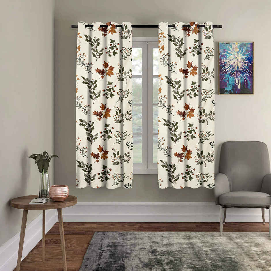 BAY6 Polyester Window Curtains - Set of 2 - (5x4 ft) - Cream