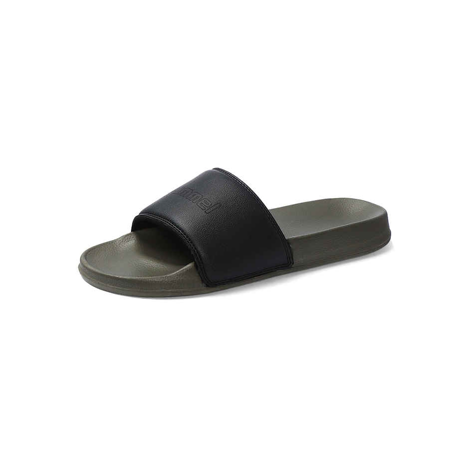 hummel Classic lightweight slides for Men with Cushioned Sole and Arch Support | Green & Black | 9