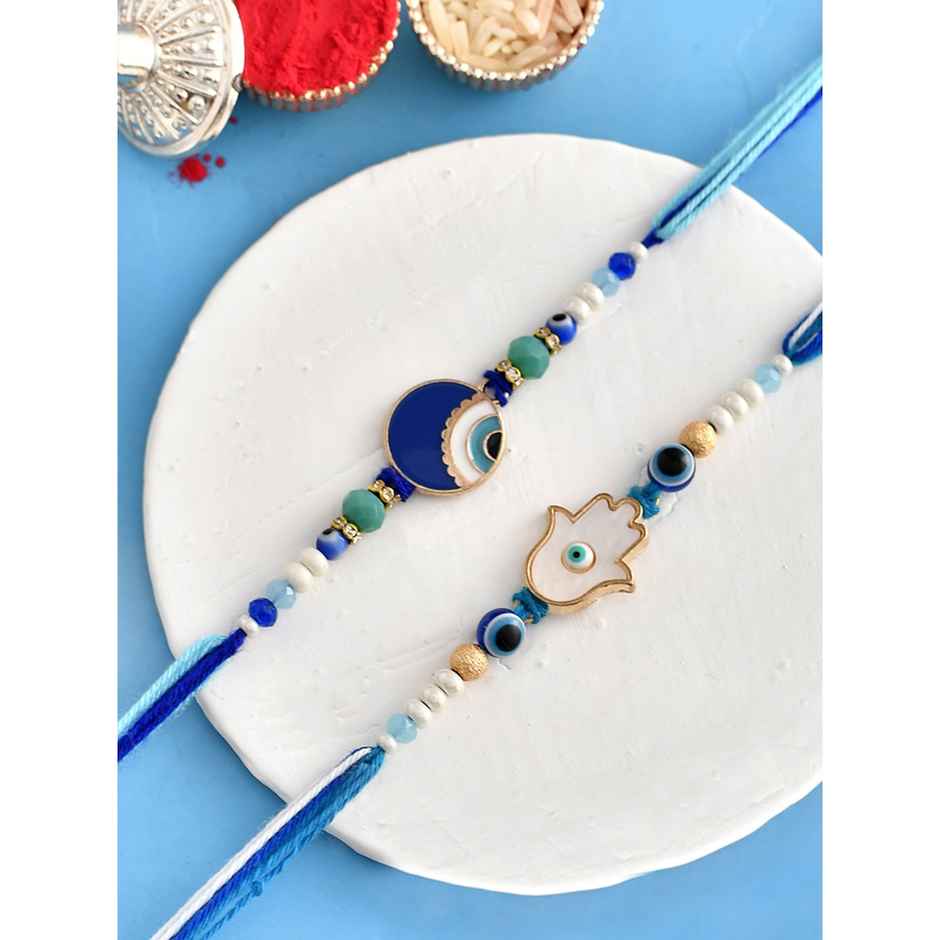 Thread Evil Eye Hamsa Charms Rakhis (Voylla) Pack of 2