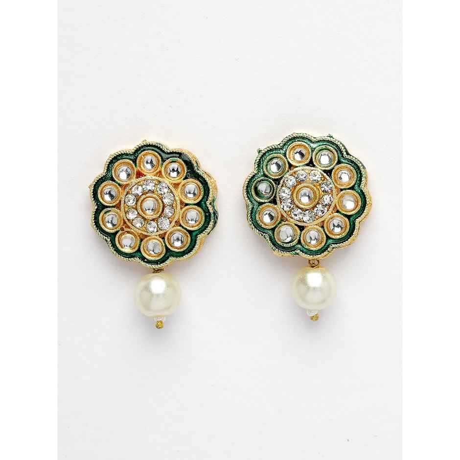 NVR Women's White & Gold-plated Kundan & Pearl Jewellery Set | NVR2418