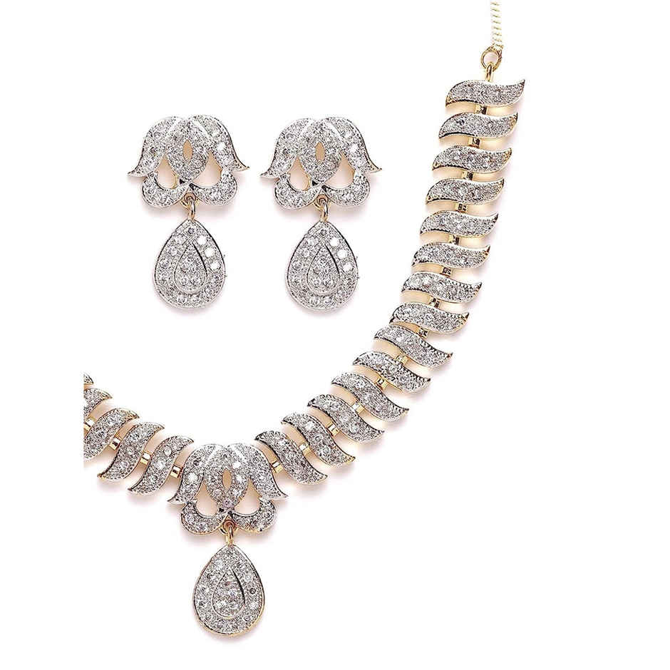 YouBella Latest Traditional Gold Plated and American Diamond Jewellery Set for Women (YBNK - 3082)