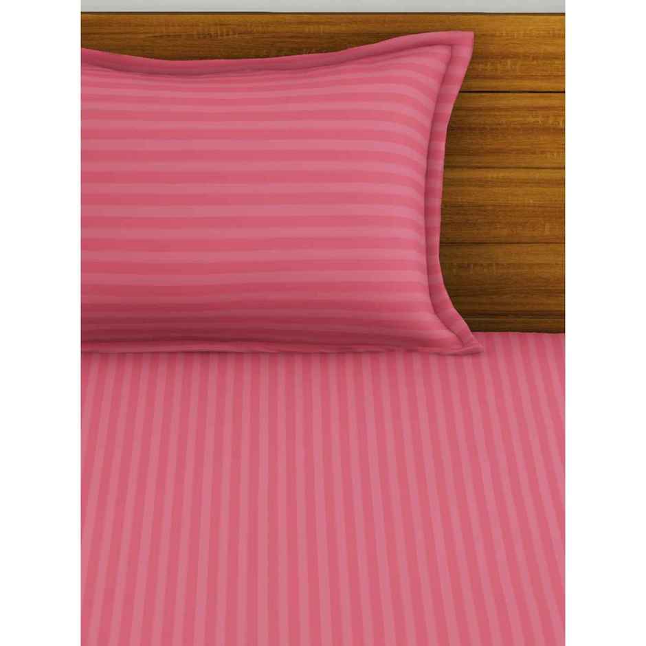 BIANCA Super Soft 100% Egyptian Cotton Satin Stripe Single Bedsheet with Pillow Cover | Coral