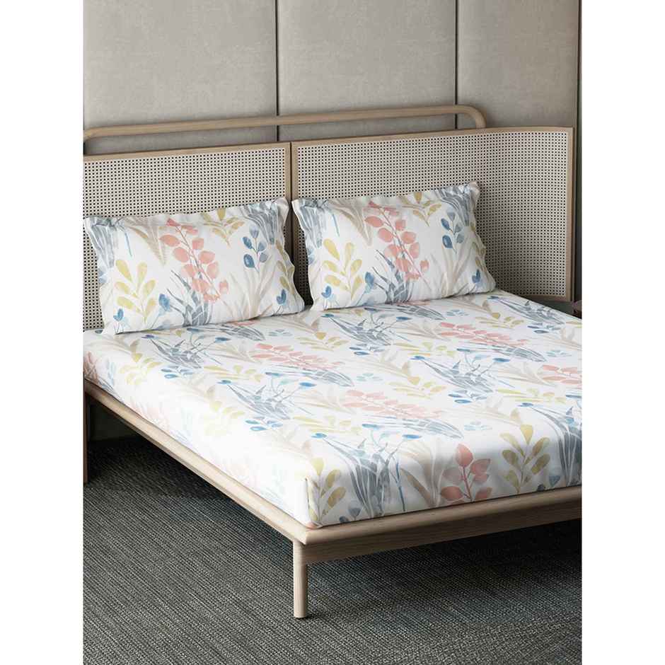 D'Decor Gifting Cotton Queen Flat Bedsheet | 145 TC Two Pillow Covers | Floral Pink