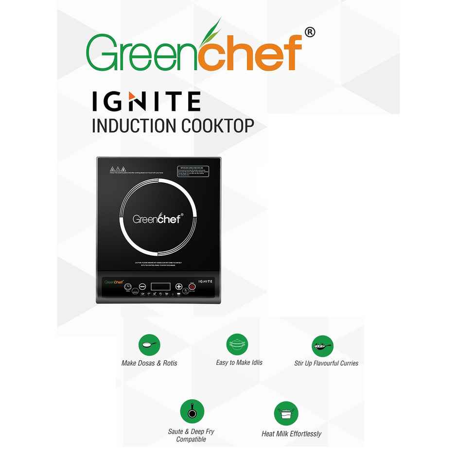 Greenchef Ignite 1800 W Induction Cooktop Push Button | Black