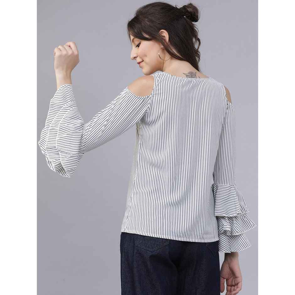Tokyo Talkies Women's Cold-Shoulder Striped Top | White - S