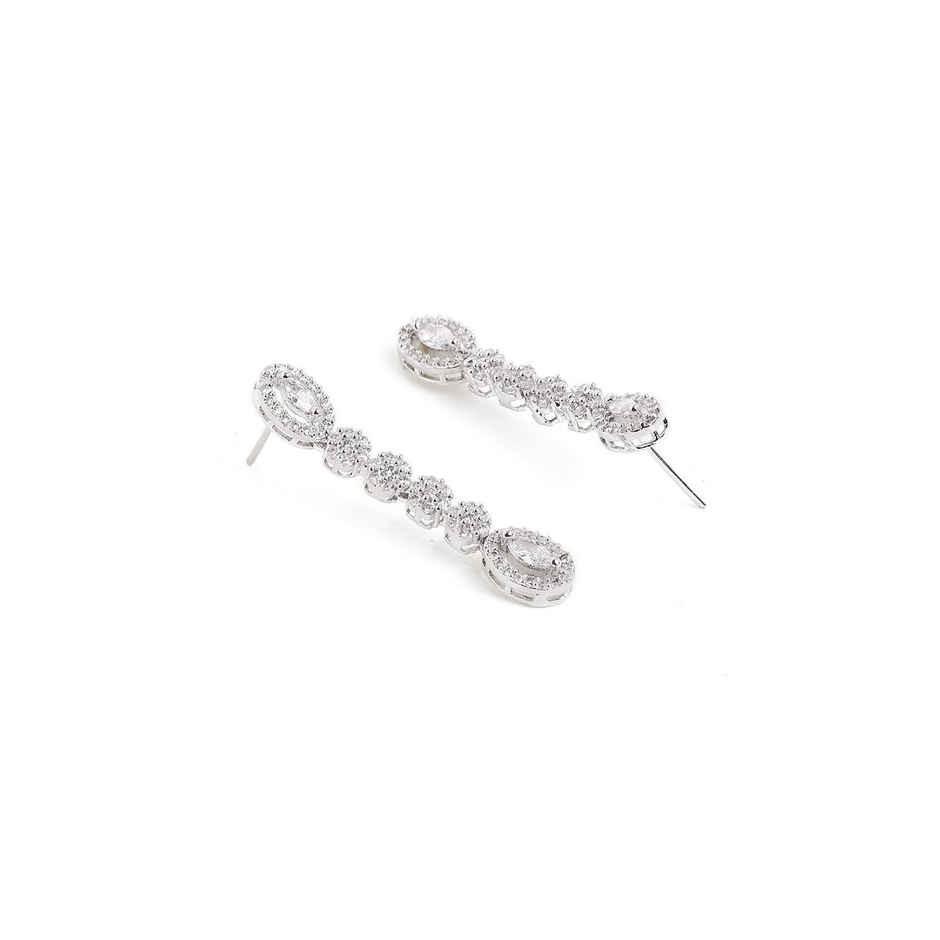 Priyaasi Silver-Plated American Diamond Studded Jewellery Set